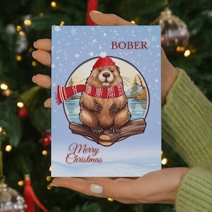 Bober vrolijk kerstfeest, Poolse meme bóbr kurwa ja pierdole, een kaart om zelf af te drukken, een grappig lastminutecadeau, pdf, leuke kerst