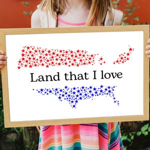 Land that I Love svg png jpg pdf, USA Map mit Stars Souvenir zum Herunterladen und selbst drucken lassen