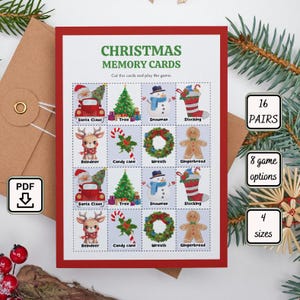 Jogo da memória de Natal para download digital, Atividades de inverno para pré-escola, Jogo da memória para impressão de dezembro, Atividade para a mente dos pequenos