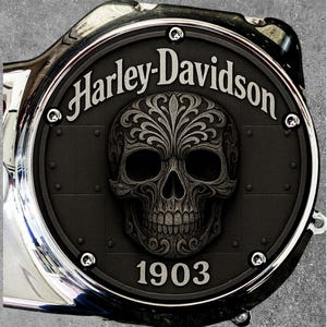 Harley Davidson Derby Cover Unique Custom Design Skull Badass
