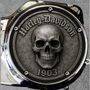 Harley Davidson Derby Cover Unique Custom Design Skull Badass