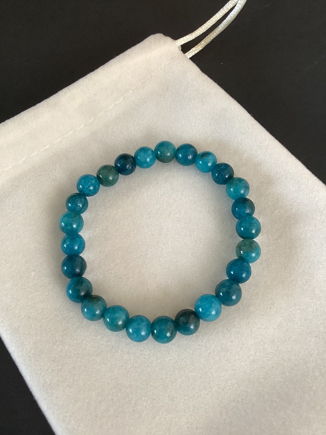 Blue Apatite Premium Grade Stretchy Gemstone Bracelets Etsy