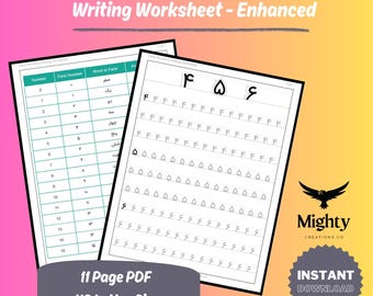 Farsi Persian Numbers Writing Digital Printable Worksheet - Enhanced