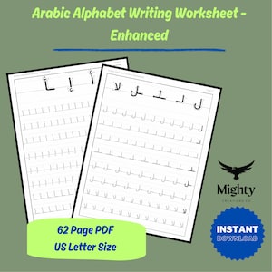 Arabic Alphabet Writing Worksheet - Enhanced