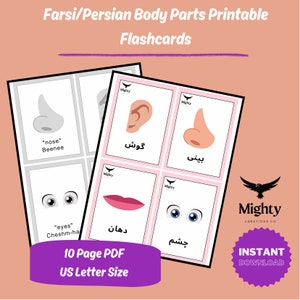 Digital Printable Farsi/persian Body Parts Flashcards - Etsy