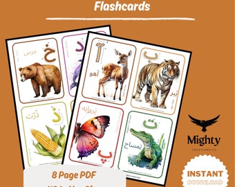 Farsi Persian Alphabet Flashcards with Animals