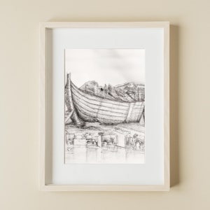 Noah&#39;s Ark Nursery Bible Sketches, Christian Minimalist Line Art, Modern Christian Art, Jesus Art, Bible Verse Wall Art