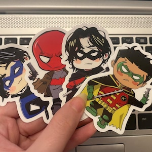 3&quot; Batfamily/DC stickers: Nightwing, Red Hood, Red Robin, and Robin