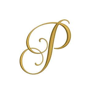 May include: A gold cursive letter P with a decorative flourish.
