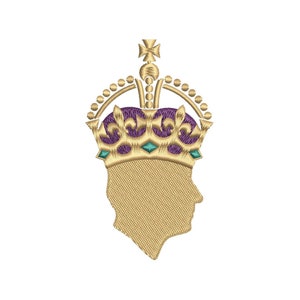 King Charles III - Coronation Emblem - silhouette - King to profile - Charles Rex monogram - machine  embroidery design - instant download