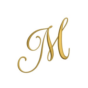 May include: A gold cursive letter M.