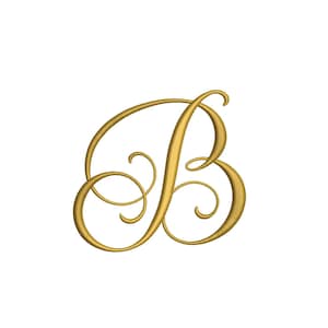 May include: A gold cursive letter B with a decorative flourish.