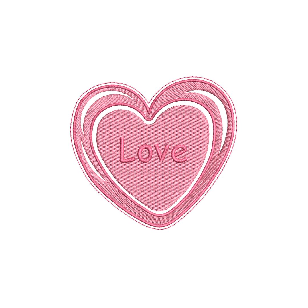 Pink Heart - 4x4 Inch Hoop - Love Lettering - Valentine’s Day - Heart ...