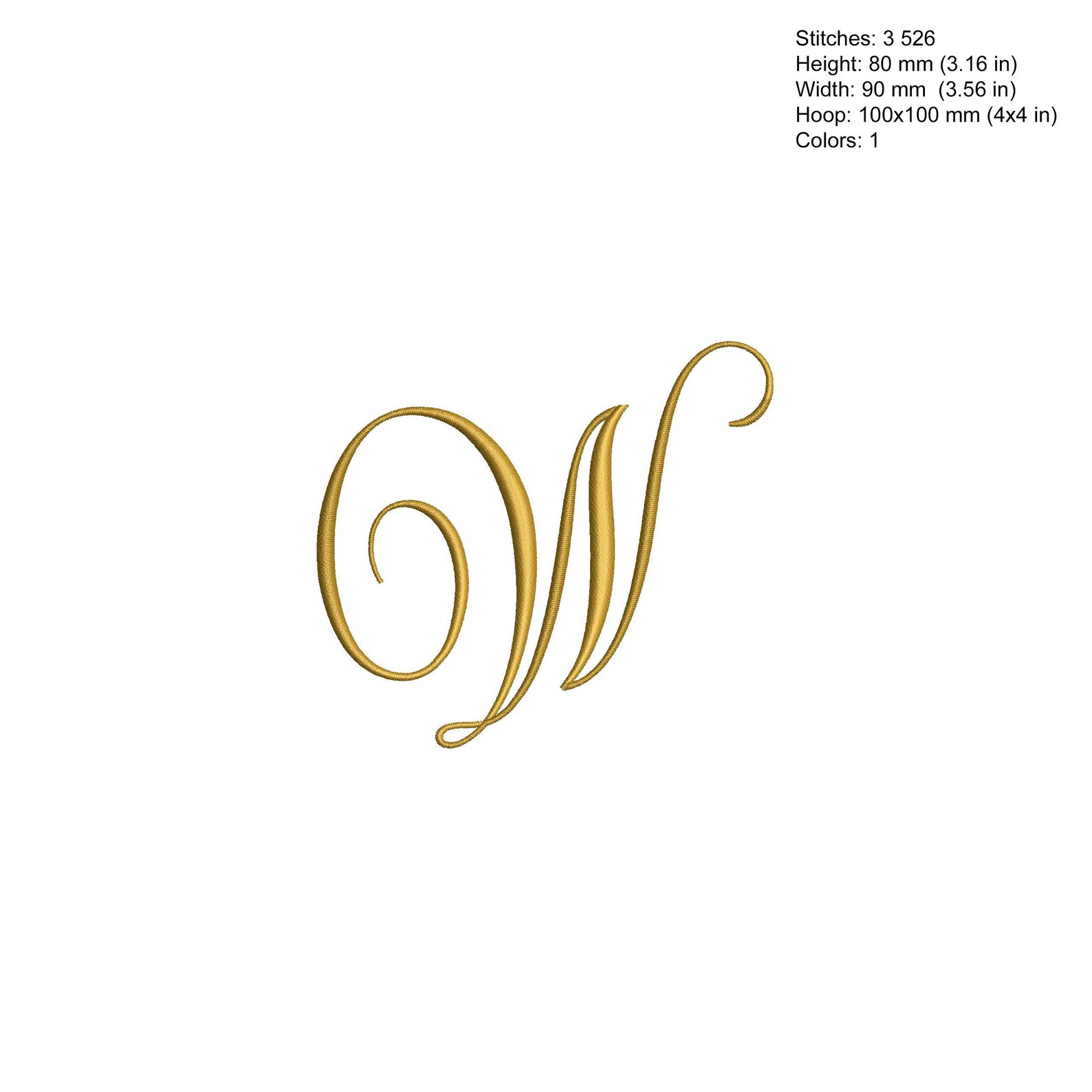 Herend Style Monogram Letter W – Machine Embroidery Design, 4x4 Inch ...