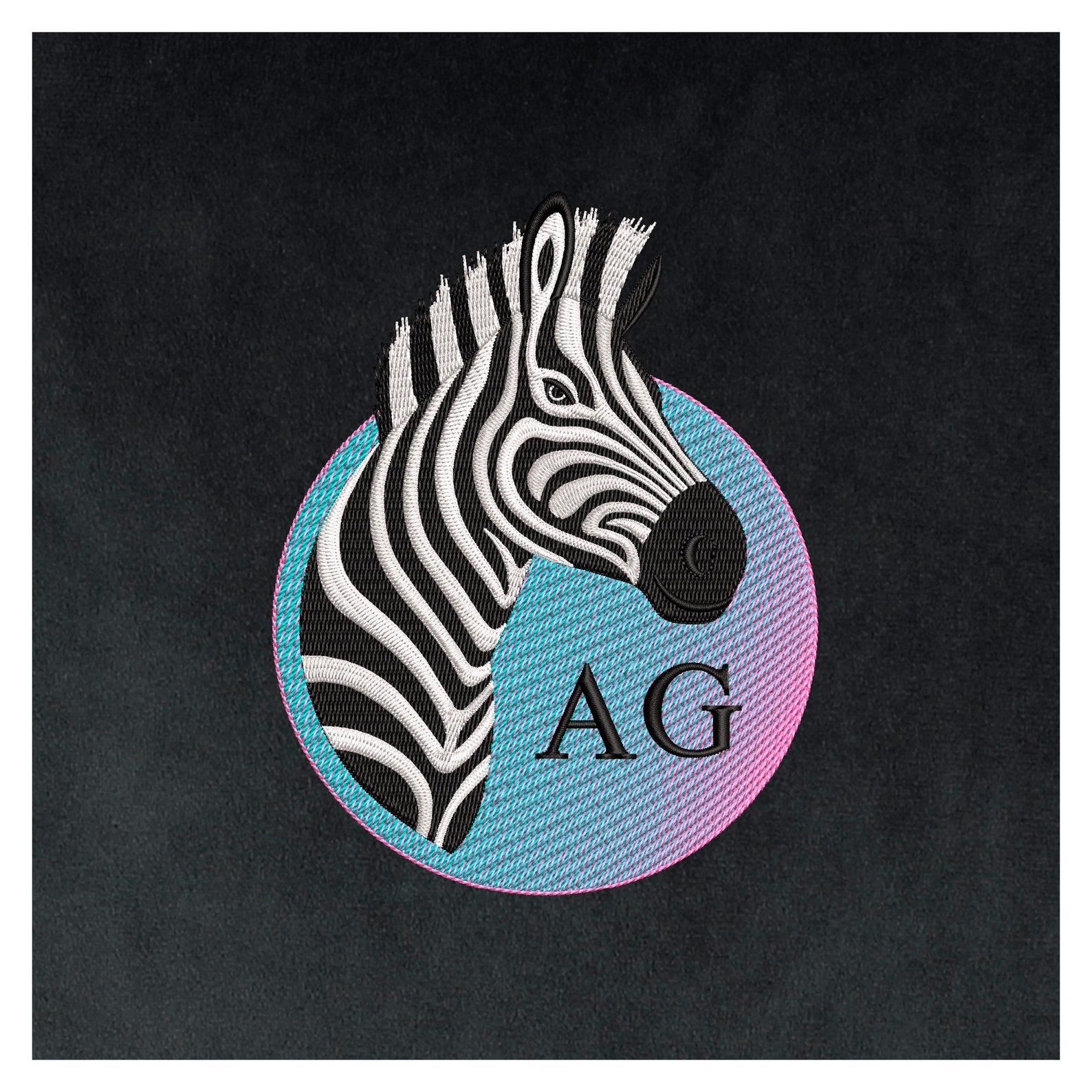 Zebra Monogram Embroidery Design – Gradient Animal Pattern, 3 Sizes ...
