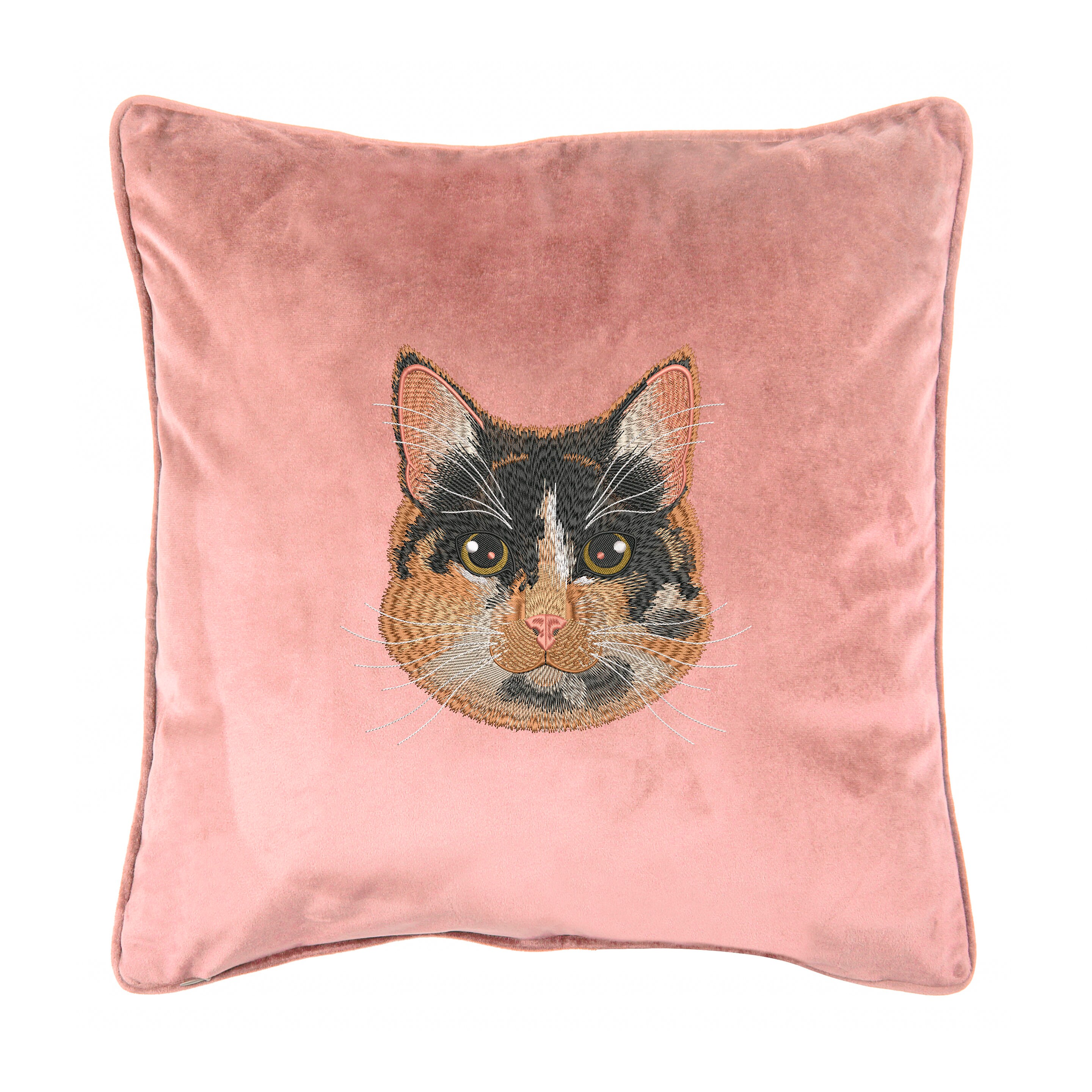 Tortoiseshell Cat Embroidery Design – Tricolor Big Cat Head, 8x8 Inch ...