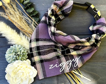 Purple Plaid Over the Collar Bandana