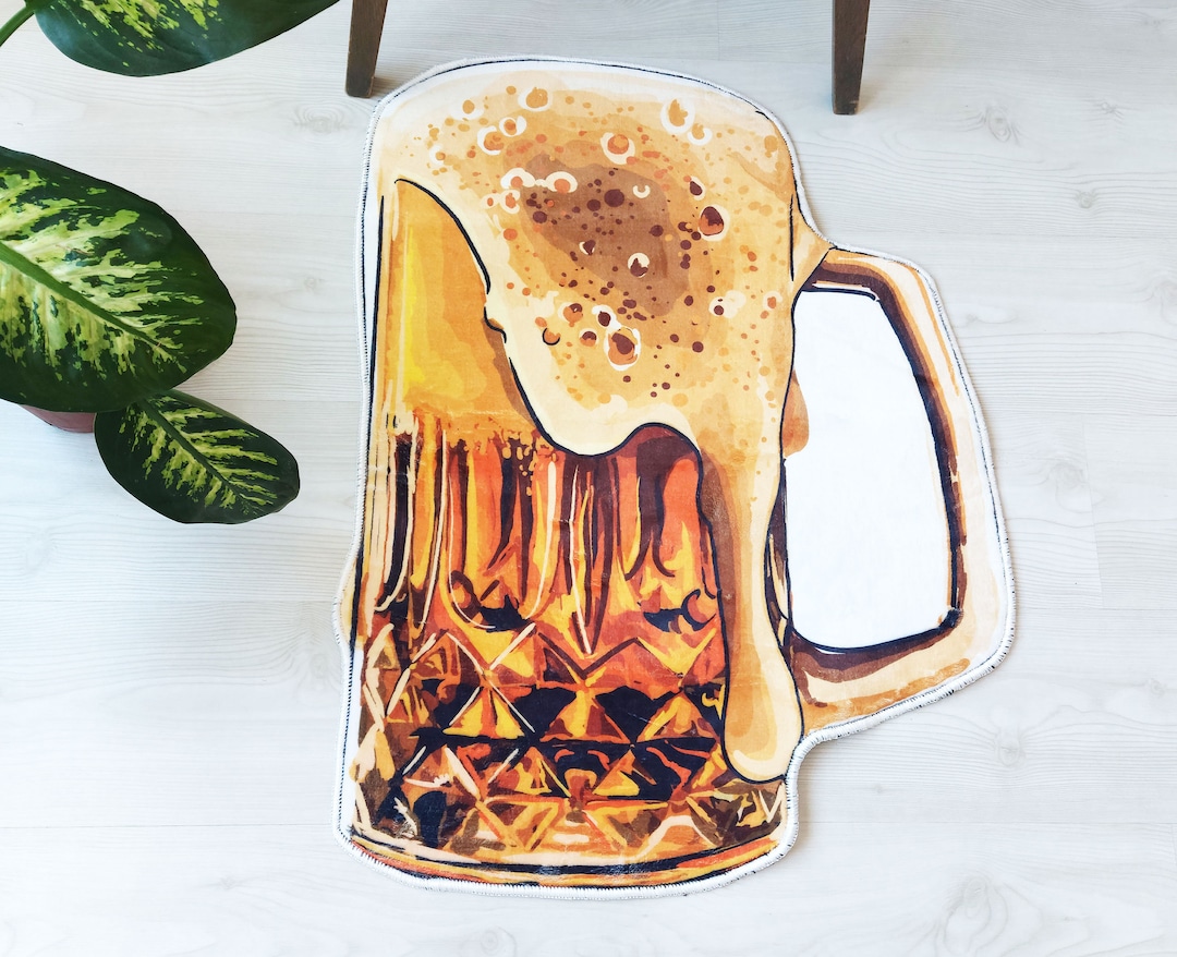 Beer Shaped Rug Beer Themed Home Decor Bar Mat Nonslip Beer Etsy
