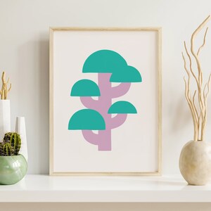 Abstract Mushrooms, Neutral | Green Fungi, Geometrical Mushroom Poster, Scandinavian Art Print, House Warming Gift, Vegetables Art Print