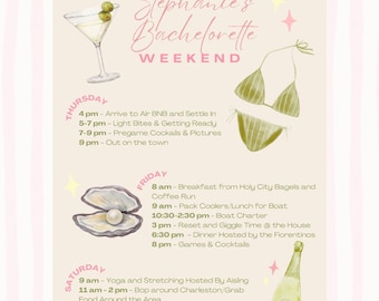 Custom Bachelorette Itinerary Template