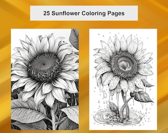 Disegni da colorare di girasoli: 25 illustrazioni stampabili (PDF)