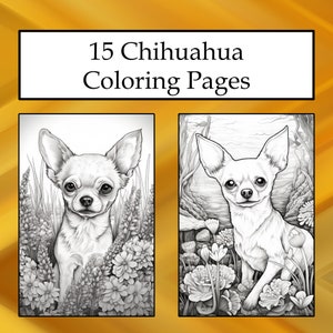 15 Chihuahua Coloring Pages, Printable PDF Dog Coloring Pages, Coloring Pack, Instant Download PDF Coloring Print