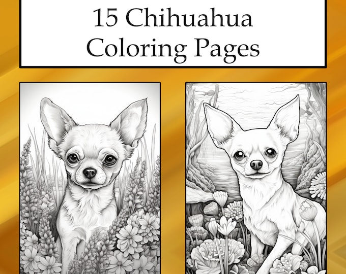Five Chihuahua Coloring Pages Collection, Digital Download, Printable ...
