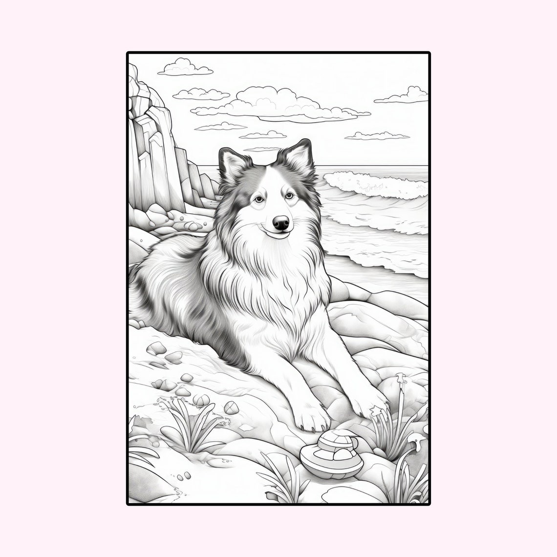 Shetland Sheepdog Coloring Pages: 20 Printable Dog Illustrations (PDF ...