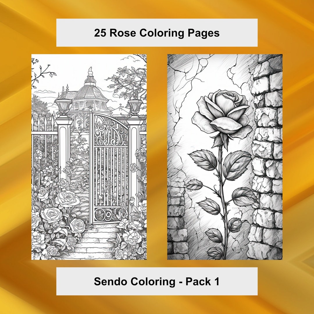 Rose Flower Coloring Pages, 25 Rose Coloring Printable PDF Pages, Sendo ...
