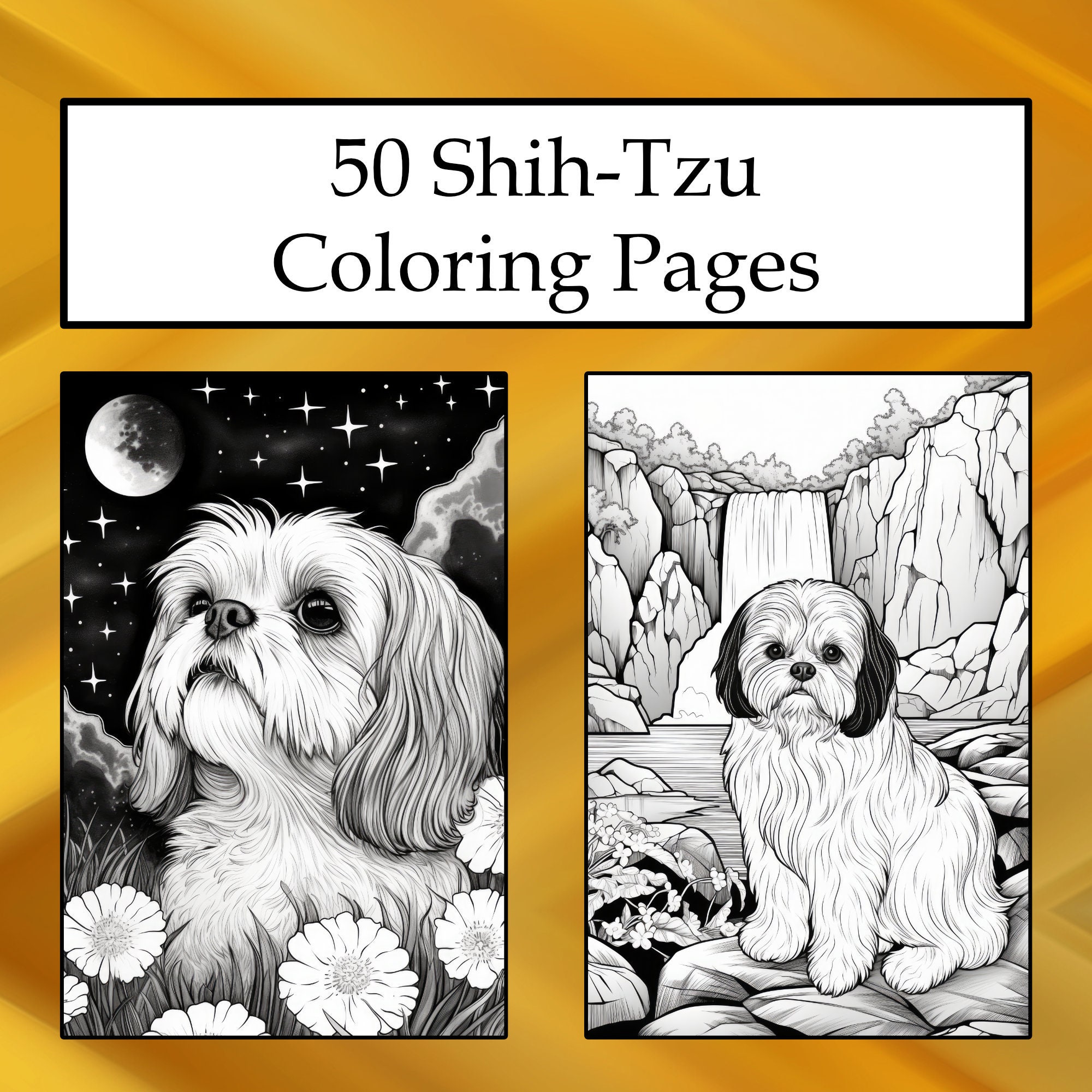 50 Shih Tzu Coloring Pages, Printable PDF Dog Coloring Pages, Shih Tzu Coloring Pack, Instant ...