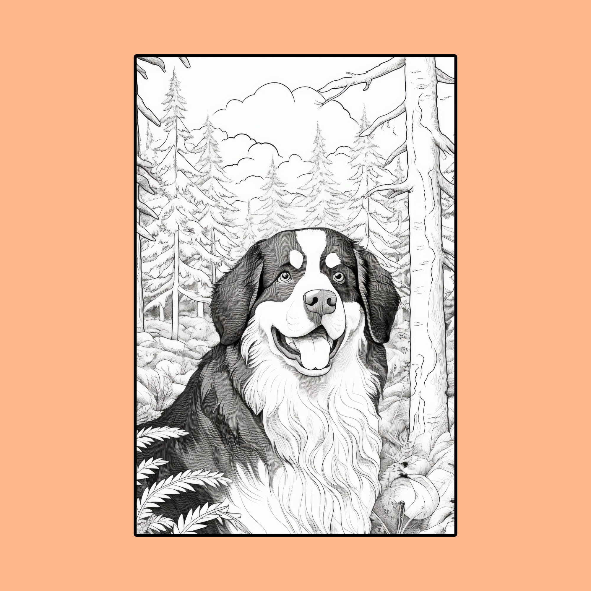 15 Bernese Mountain Dog Coloring Pages Printable PDF Dog - Etsy