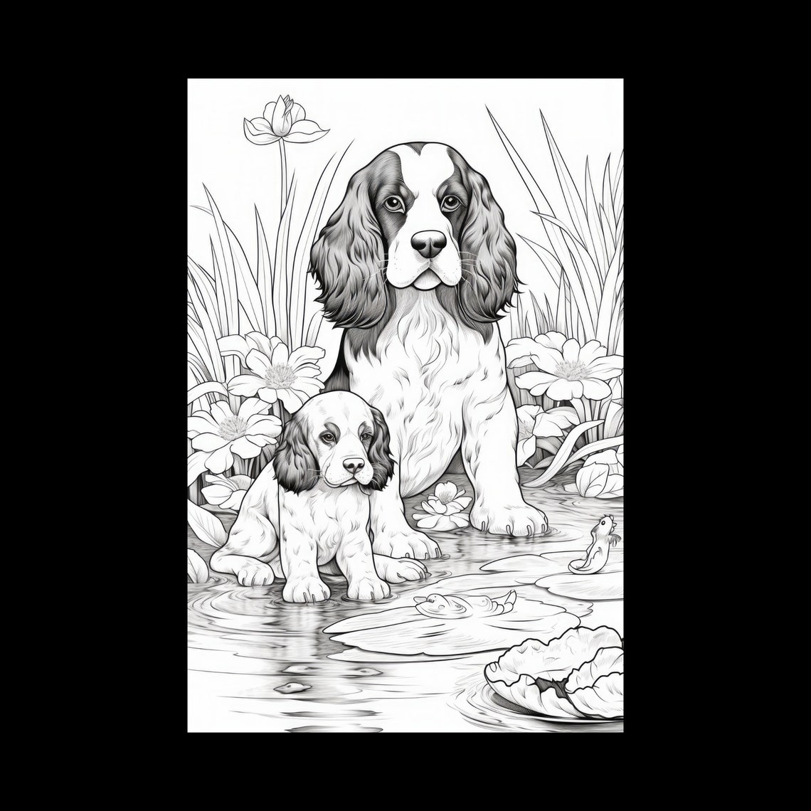 English Springer Spaniel Coloring Pages: 33 Dog Illustrations ...
