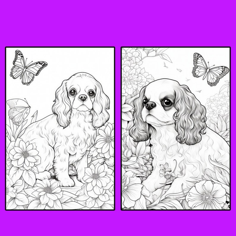 50 Cavalier King Charles Spaniel Coloring Pages, Printable PDF Dog ...