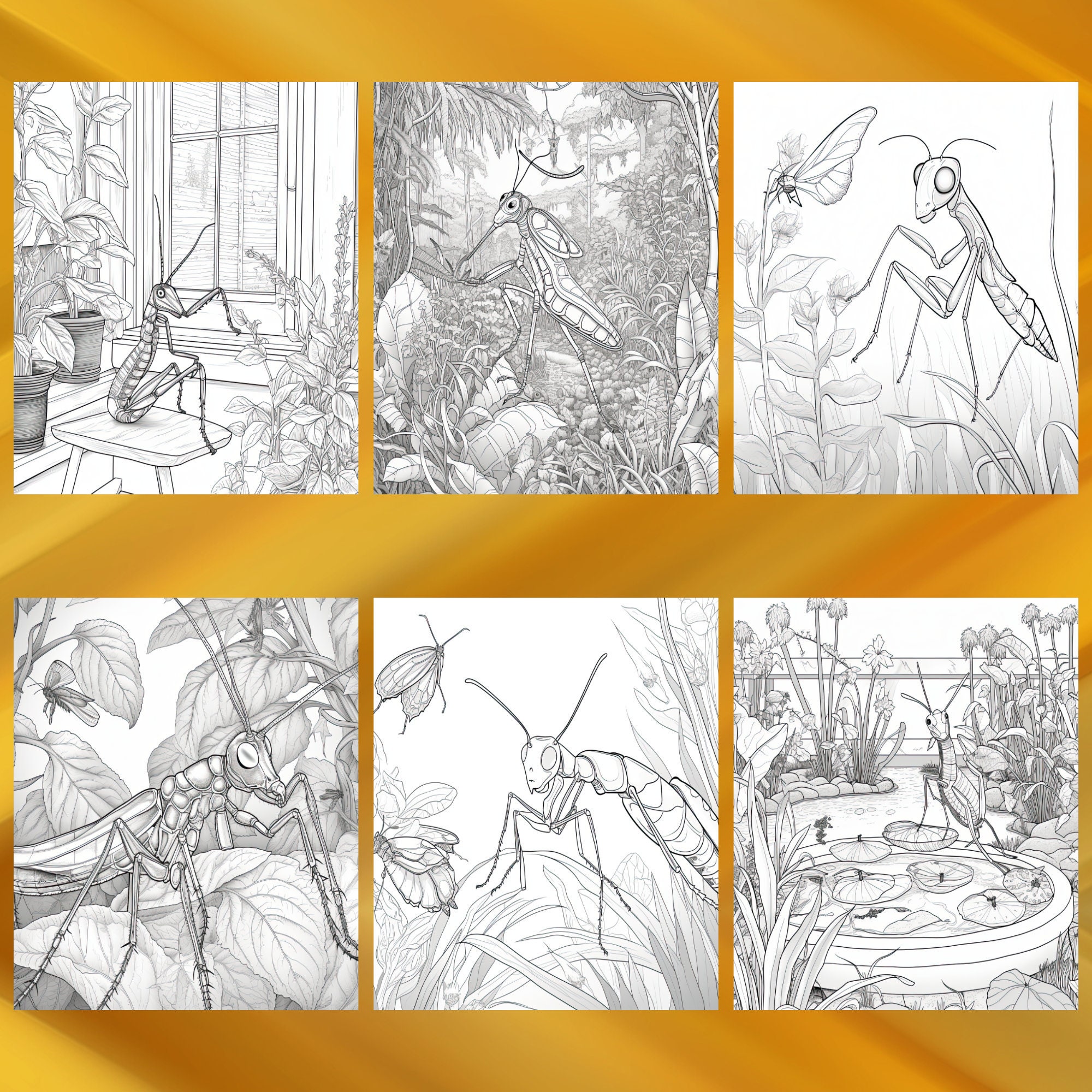 Gottesanbeterin Malvorlagen: 50 druckbare Designs (PDF Download) - Etsy  Schweiz, image size:2000x2000