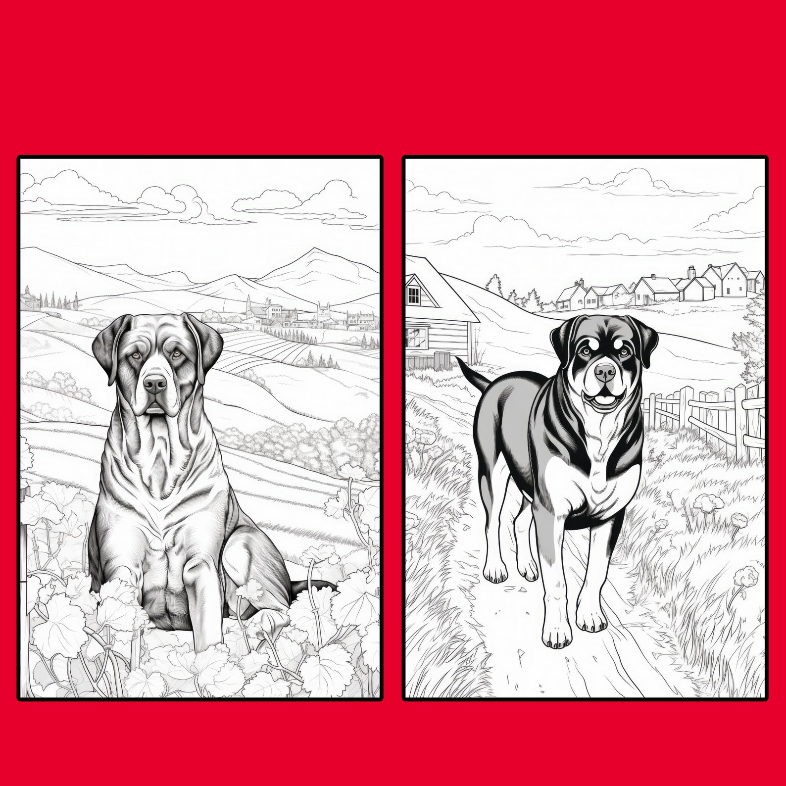 Rottweiler Coloring Pages: 39 Printable Dog Illustrations (PDF) - Etsy