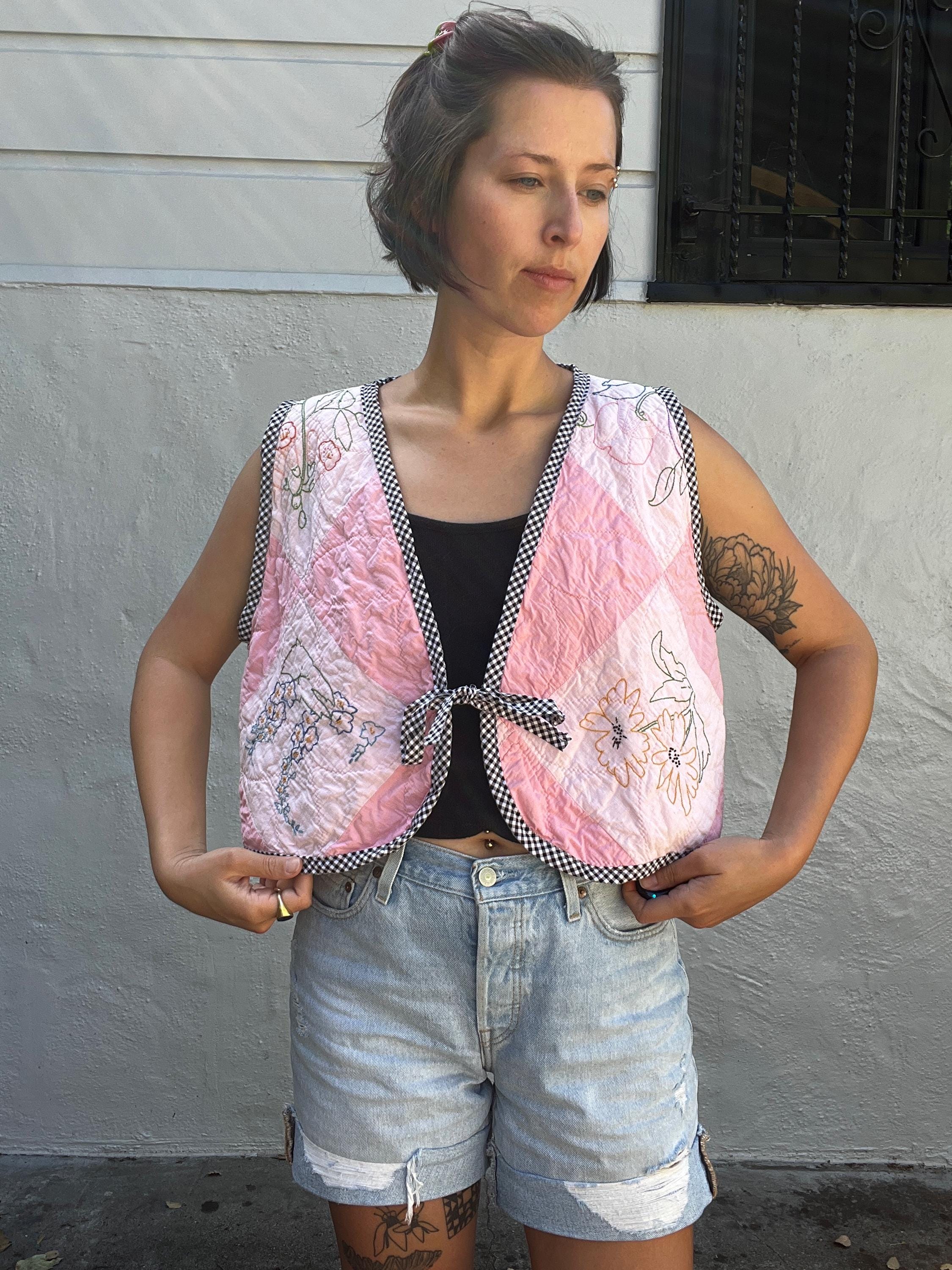 Flower Embroidery Quilt Vest | Medium - Etsy