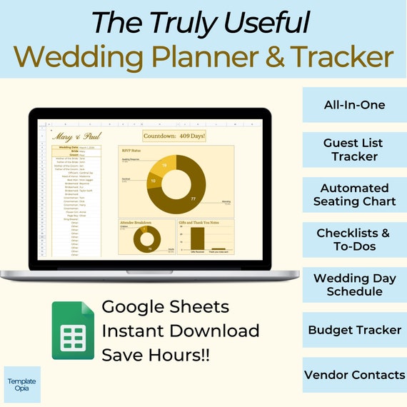 Truly Useful Wedding Planner Spreadsheet | Wedding Guest List and Seating Chart, Wedding Budget, Wedding Checklist, All-in-one Tracker!