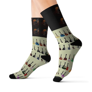 Guitar Sublimation Socks, Musician Gift, Musical Instrument Apparel, Rock and Roll Clothing, Unique Concert Merch, Music Lover Accessories