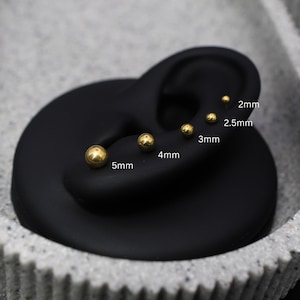 Minimalistic Ball Studs, Flatbacks, 16g Implant Grade Titanium Threadless Labret, Gold, Silver, Rose gold Plain Ball Studs, 2mm-5mm