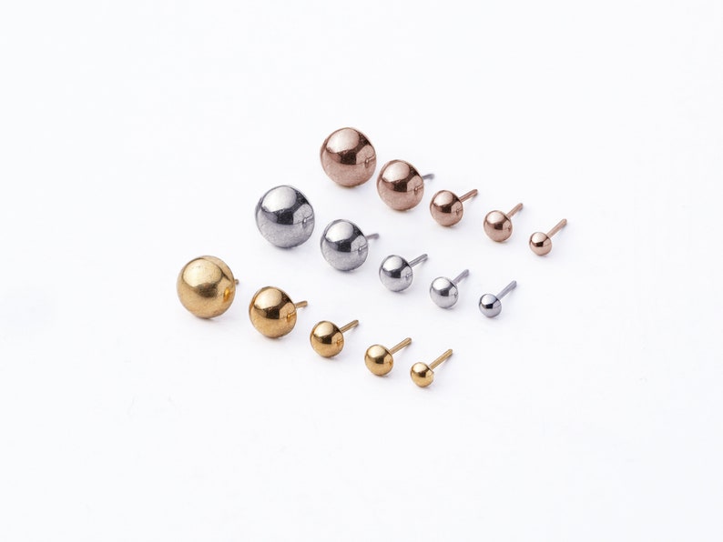 Plain Half Ball Studs, 16g Implant Grade Titanium Threadless Labret