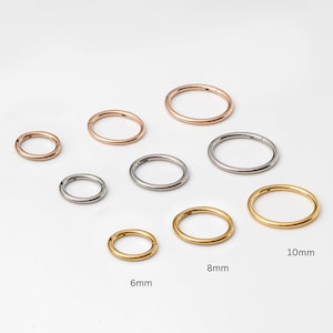 Plain Cartilage Hoop, 16g Implant Grade Titanium, 6mm-10mm Diameter, Clicker, Cartilage Hoop Earrings, Sleeper Earrings, Tragus Hoop