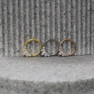 Daith CZ Ring, 16g Implant Grade Titanium 8mm, 10mm Diameter, Clicker, Cartilage Hoop, Diamond Daith Ring, Daith Piercing