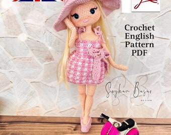 Modèles PDF de poupée barbi rose, modèle Amigurumi pour robe + corps, PDF TUTORIEL ANGLAIS, modèle au crochet, poupée amigurumi, cadeau pour femme