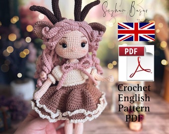 Deer Nancy doll Pdf Patterns, Amigurumi Pattern dress+ body Pattern PDF TUTORIAL ENGLISH, crochet Pattern, amigurumi doll,  gift for Women