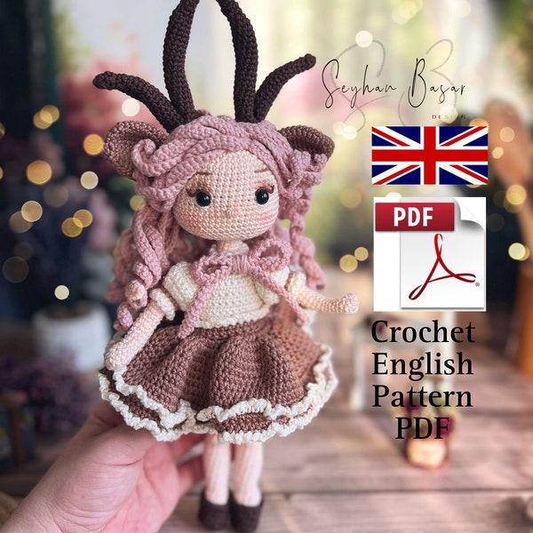Deer Nancy doll Pdf Patterns, Amigurumi Pattern dress+ body Pattern PDF TUTORIAL ENGLISH, crochet Pattern, amigurumi doll,  gift for Women