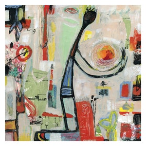 Abstrakte Kunstdrucke, Die orange Kugel der Antworten, Limitierte Auflage von Marsha Grey Carrington, Abstrakte Malerei, Zauberei und Zaubererkunst