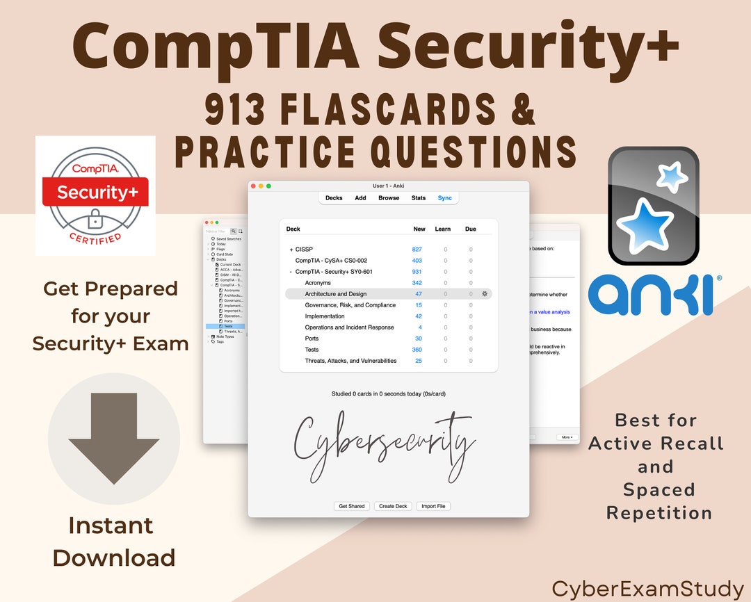 Comptia Security Flashcards &amp; Practice Questions SY0-601 - Etsy UK