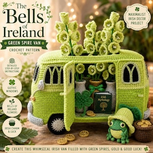 Schema per realizzare all'uncinetto "Campane d'Irlanda" - Amigurumi: camper, tutorial di decorazione irlandese (PDF)