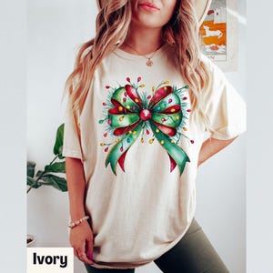 Comfort Colors Christmas Bow Shirt: Coquette Holiday Lights Tee