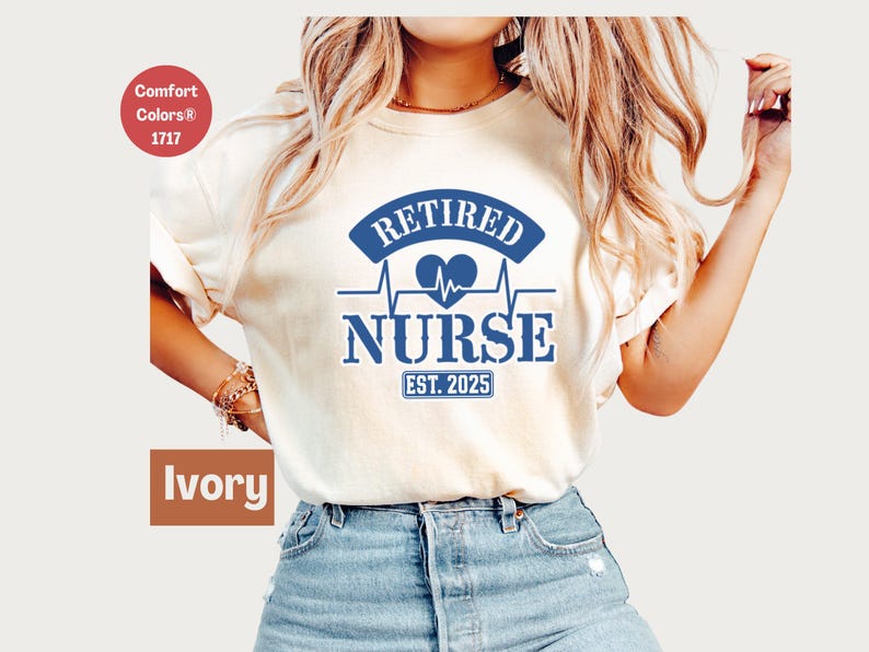 Personalized Year Retired Nurse Comfort Colors Sweatshirt Shirt: Healthcare Worker Gift image 5